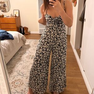 Billabong Black and Cream Floral Jumpsuit